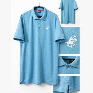 NWT Pacific Polo Club Men’s Polo Shirt Light Blue 100% Cotton Classic Fit Logo